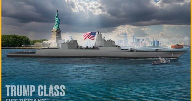 Ilustración conceptual de un buque de guerra moderno en el mar.