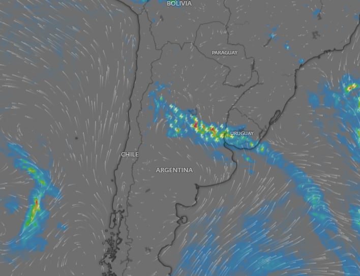 Mapa de Argentina con zonas destacadas en naranja y amarillo representando las alertas meteorológicas.
