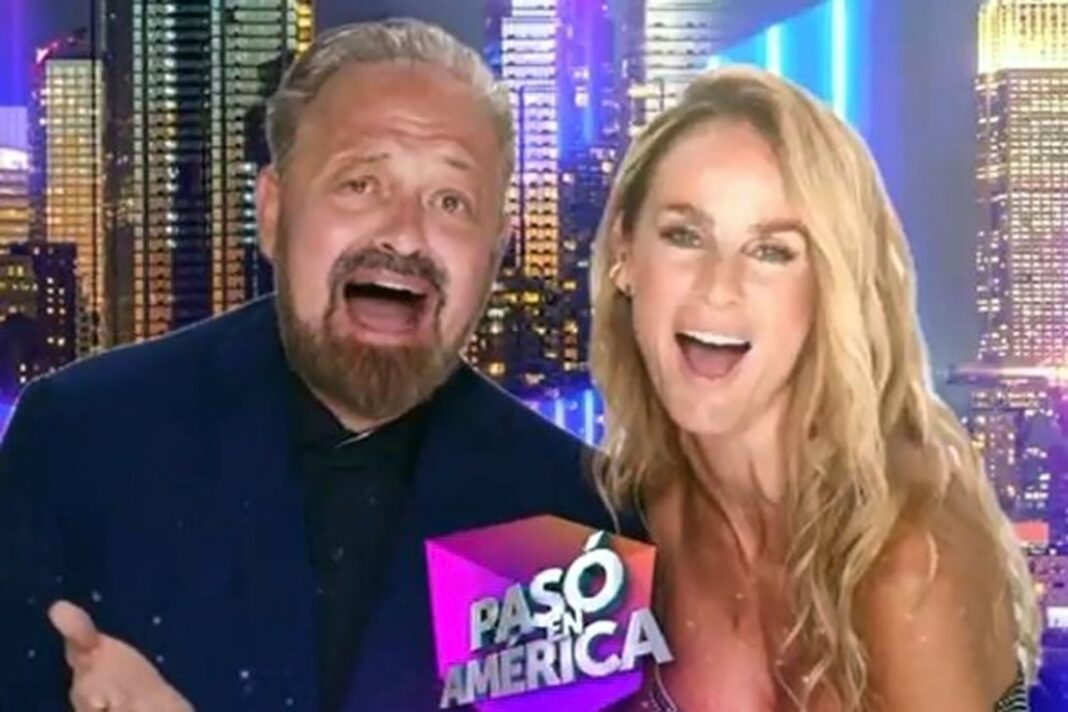 Logotipos de los canales América TV y El Nueve sobre un fondo que representa una pantalla de televisión.