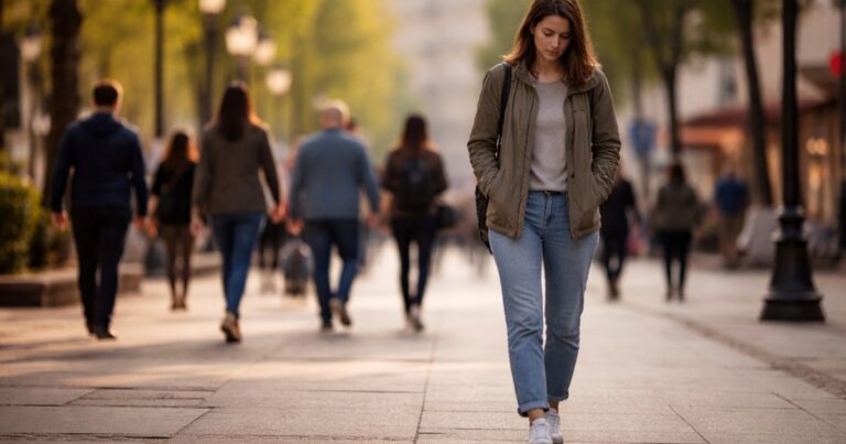 Ilustración conceptual de una persona con una máscara sonriente frente a un rostro interior neutro, representando la desconexión emocional.