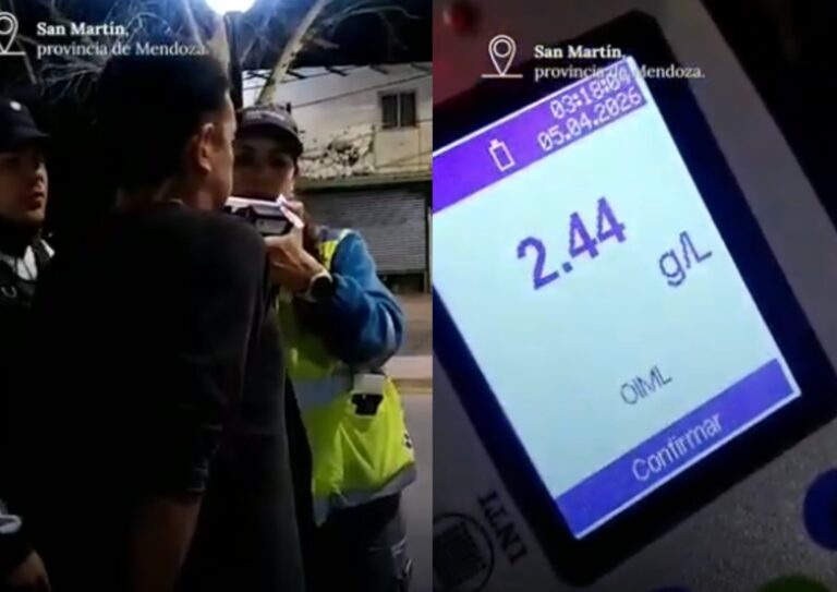 Efectivo de la ANSV realizando un control de alcoholemia en ruta.