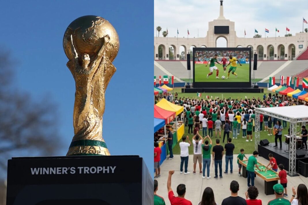 Vista aérea del Los Angeles Memorial Coliseum, sede del FIFA Fan Fest 2026.
