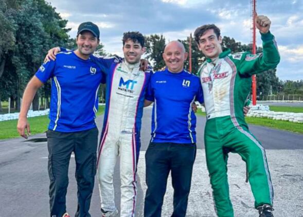 Franco Colapinto, piloto argentino de Fórmula 1, durante una sesión de entrenamiento en karting en Zárate.