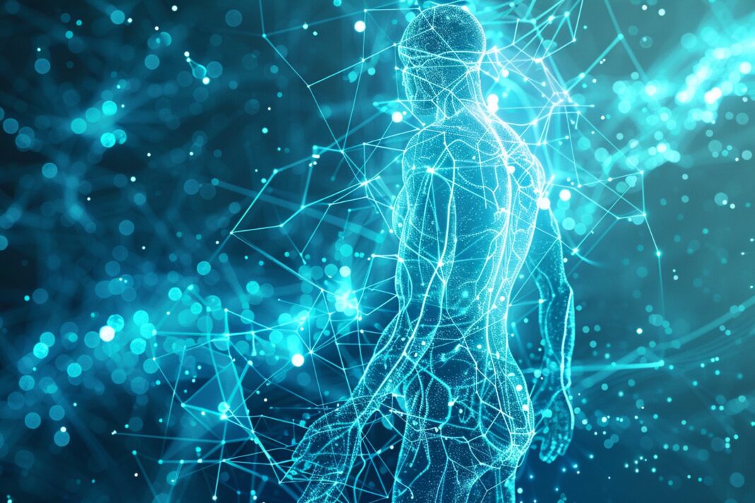Representación de frecuencias electromagnéticas y energía en el cuerpo humano