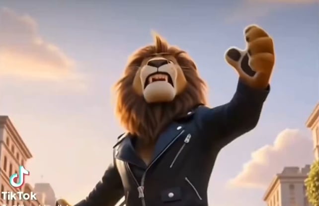 Captura del video animado donde Javier Milei aparece como un león y otros políticos como animales.