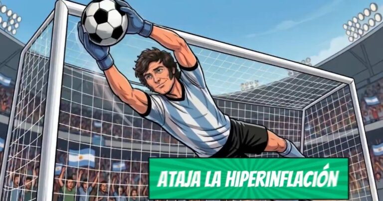 Fotograma del video animado donde se ve a Javier Milei como un personaje de dibujos animados vestido con la camiseta argentina.