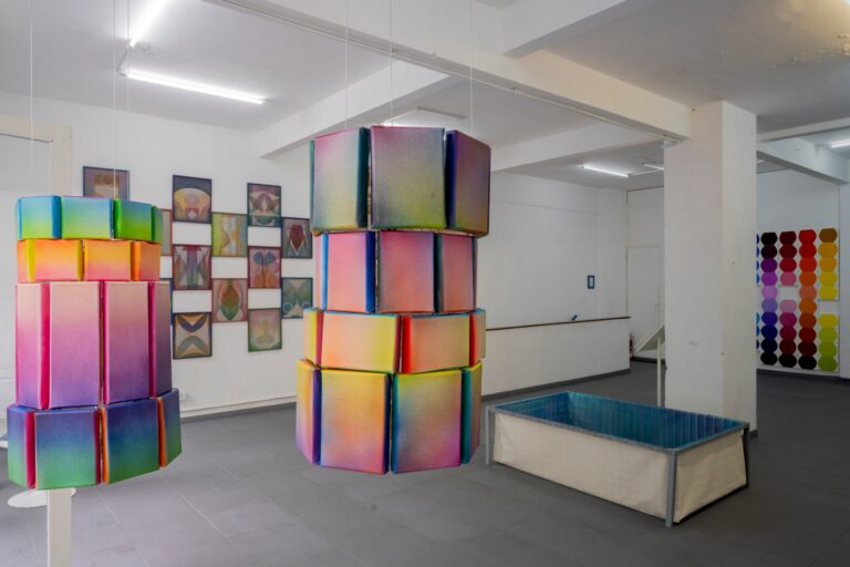 Vista de la instalación "Pelopinchu" o de las obras en el espacio Agencia durante la muestra ¿Qué nos hace hacer la pintura?