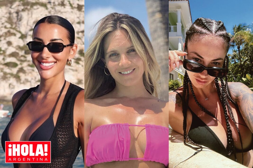 Ilustración de parejas acompañando a futbolistas de la Selección Argentina