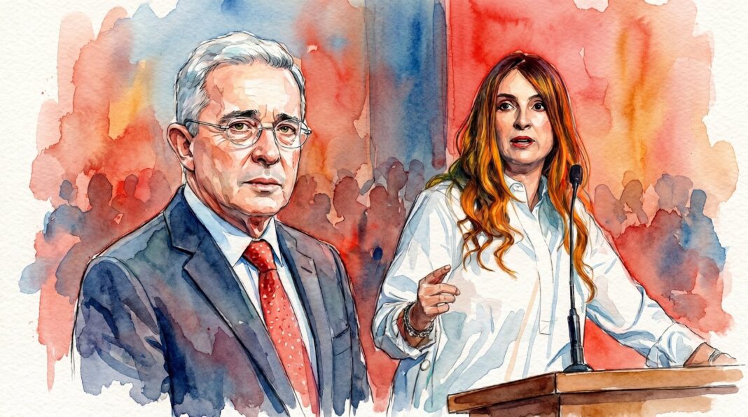 Álvaro Uribe votando en Rionegro, Antioquia, junto a Paloma Valencia