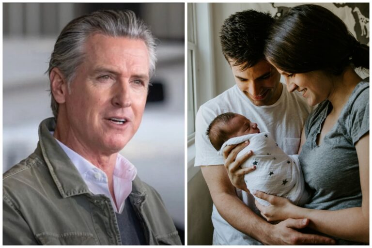 Gobernador Gavin Newsom anunciando el programa de pañales gratuitos Golden State Start en California