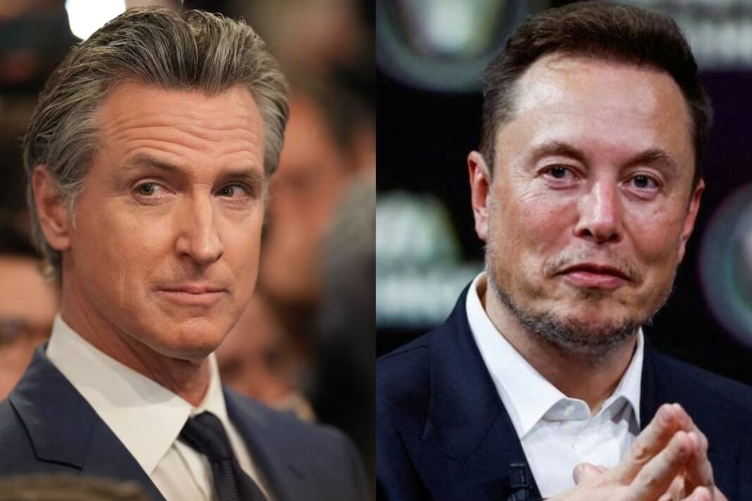 Gobernador de California Gavin Newsom durante el anuncio del programa de subsidios para camiones eléctricos