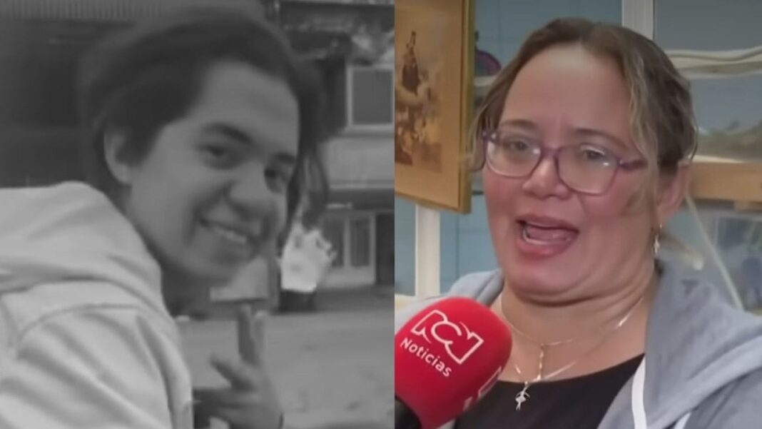 Madre de Fredy Santiago durante homenaje en estación Minuto de Dios
