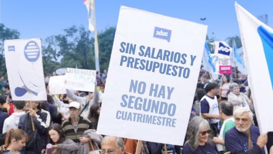 Marcha universitaria en Córdoba con estudiantes de la UTN