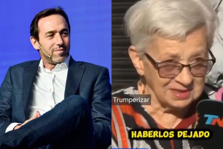 Captura de pantalla de la reacción de Marcos Galperin con emoji de risa a video de jubilada
