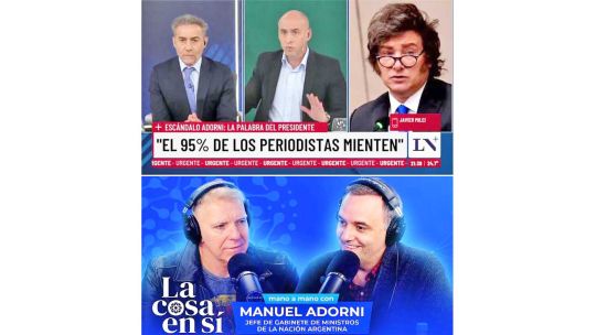 Periodistas argentinos en estudios de televisión durante entrevistas políticas
