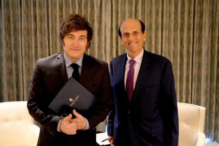 Javier Milei y Michael Milken en un encuentro previo en el Instituto Milken