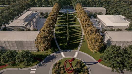 Maqueta del nuevo campus de la Universidad Siglo 21 en el Parque Industrial, Logístico y Tecnológico de Villa María
