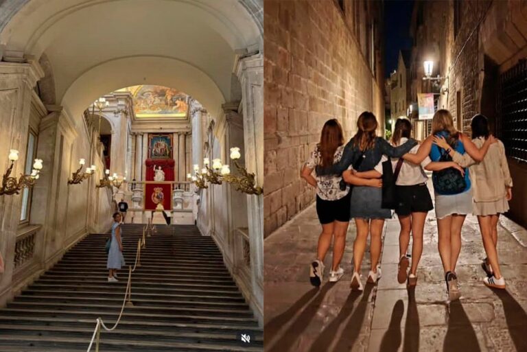 Bettina Angeletti en Madrid con amigas del colegio
