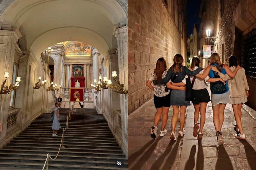Bettina Angeletti en Madrid con amigas del colegio