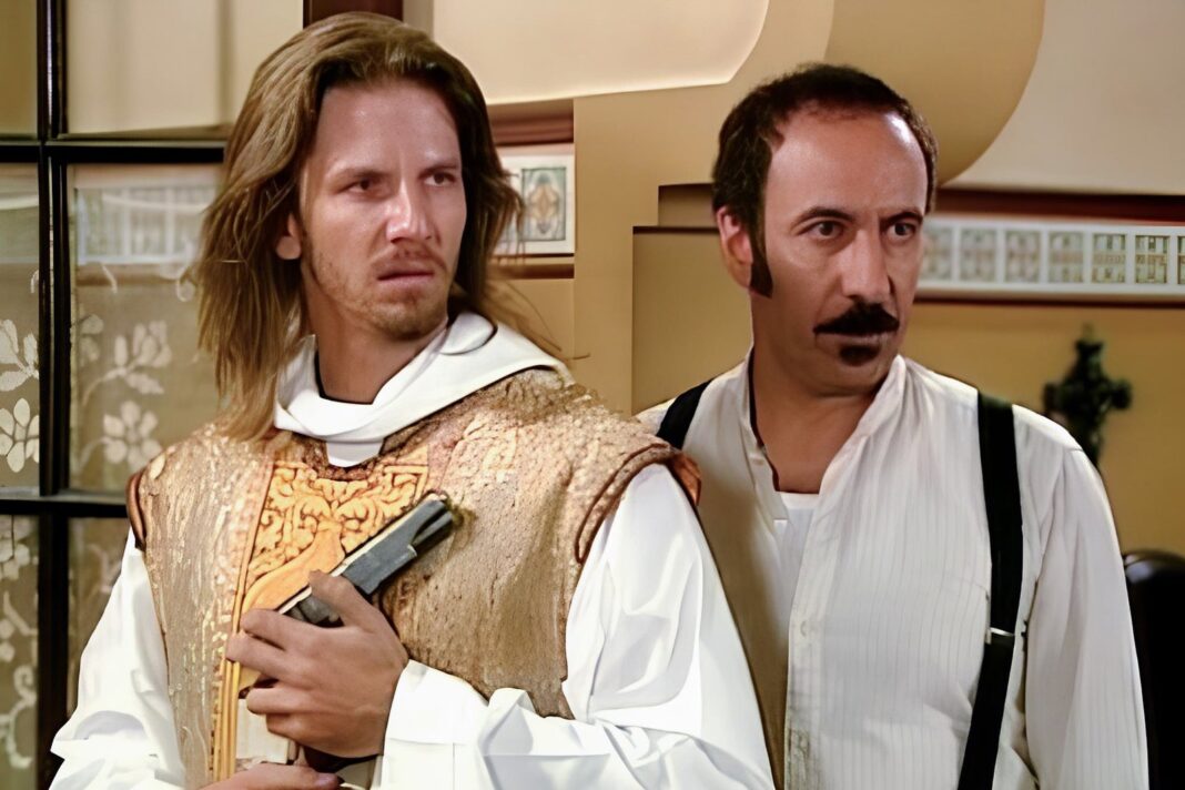 Escena de la novela Padre Coraje con Facundo Arana y Nancy Dupláa