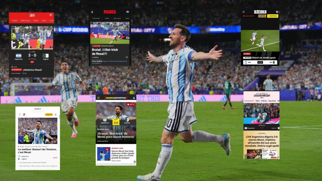 Lionel Messi celebra un gol durante el partido Argentina vs Argelia en el Arrowhead Stadium de Kansas City, Mundial 2026