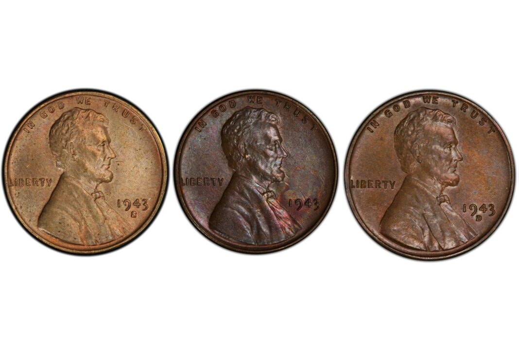 Centavo Lincoln Wheat de 1943 en cobre, anverso y reverso