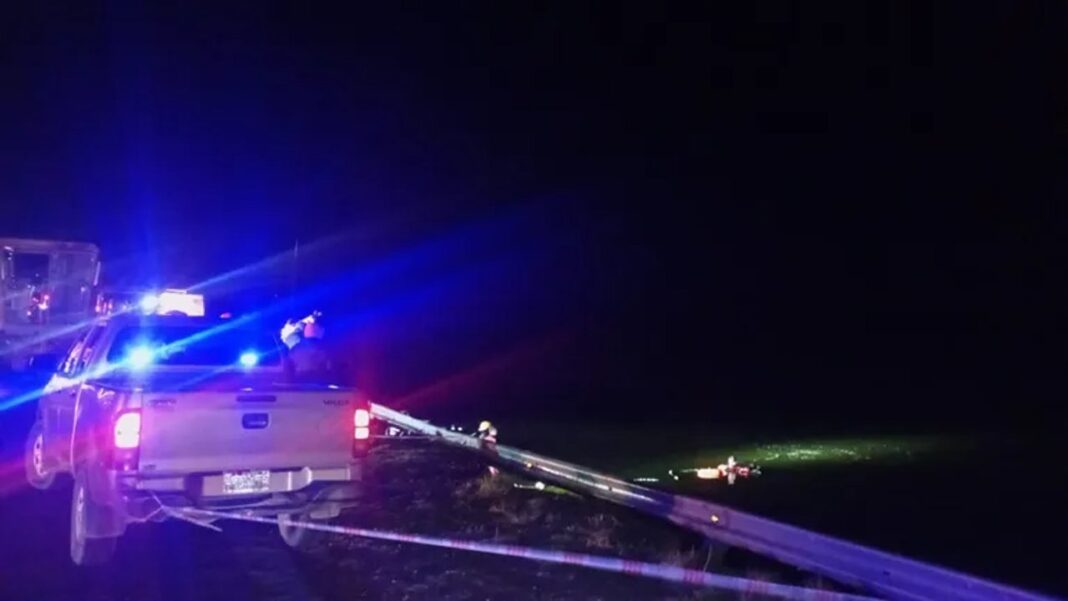 Vista del lugar del siniestro vial en la intersección de las rutas 14 y 35 en La Pampa