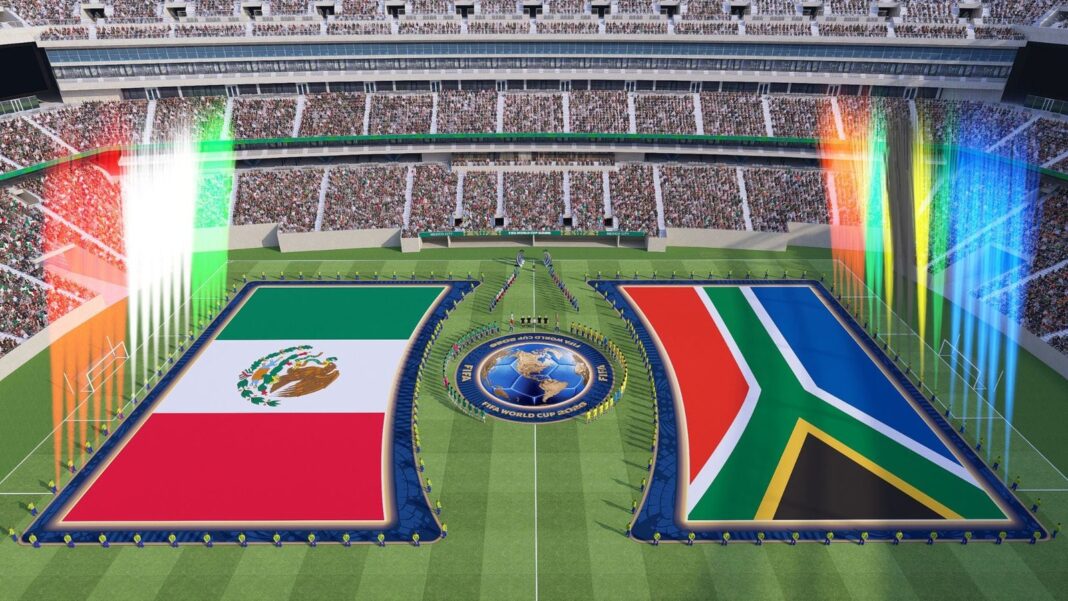 Partido de fútbol entre México y Sudáfrica en el Estadio Ciudad de México