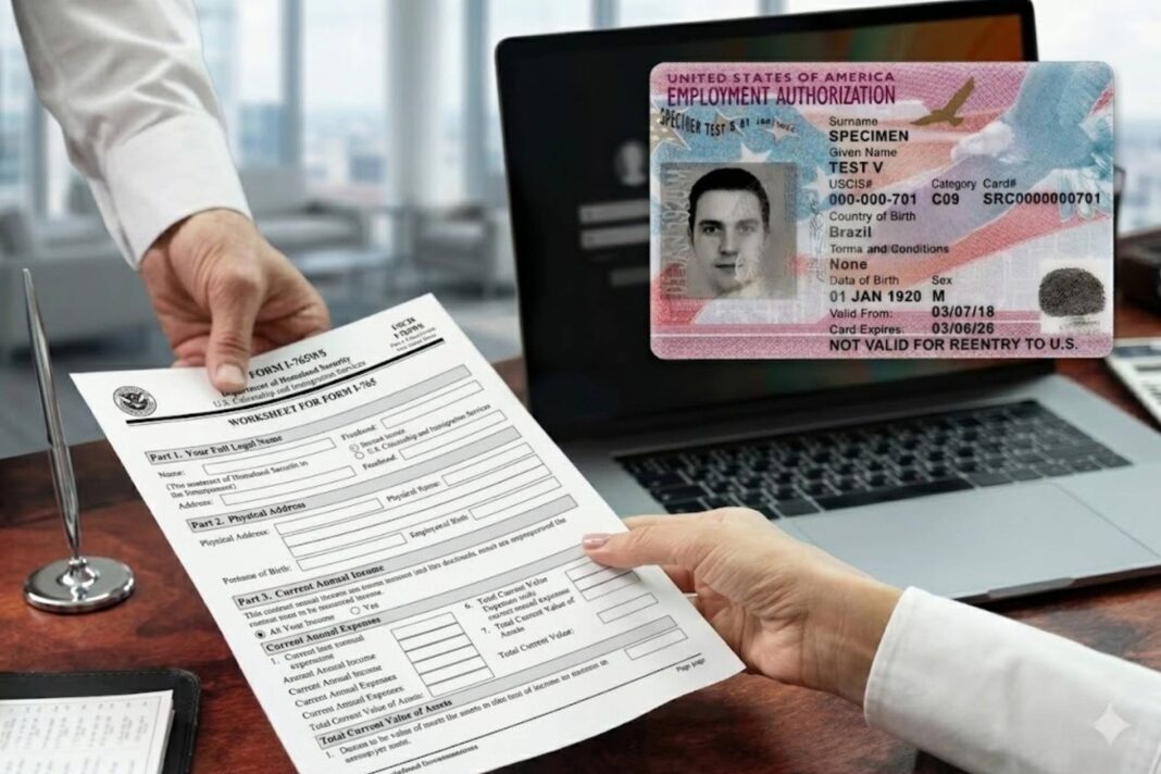 Formulario I-765WS del DHS para demostrar necesidad económica en permiso de trabajo EAD