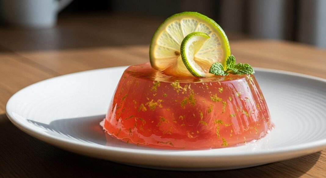 Gelatina de tuna con limón en un molde, lista para servir