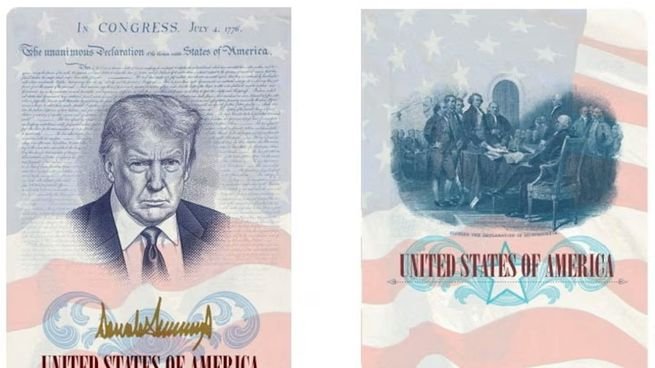 Documento de naturalización y bandera de Estados Unidos