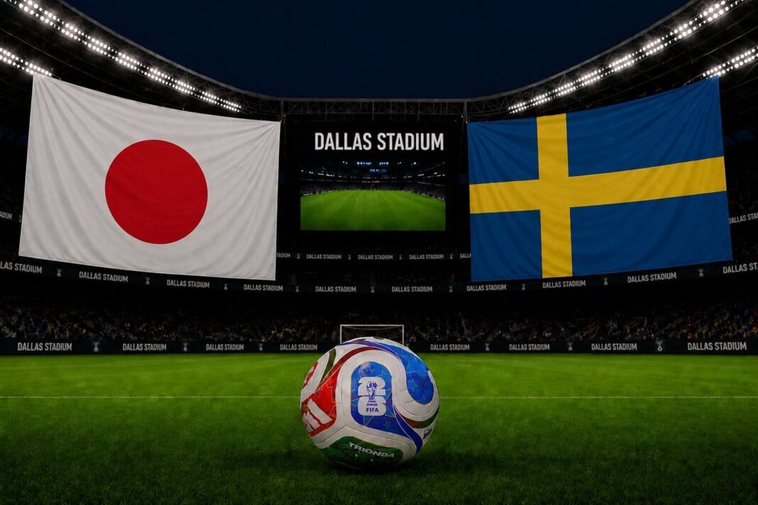 Escudos de las selecciones de Japón y Suecia previo al partido del Mundial 2026