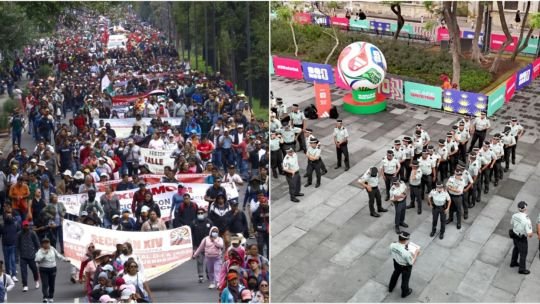Manifestantes de la CNTE bloquean una avenida en las cercanías del Estadio Azteca