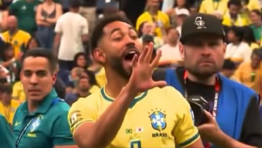 Matheus Cunha celebra con gestos tras el partido Brasil vs Japón Mundial 2026