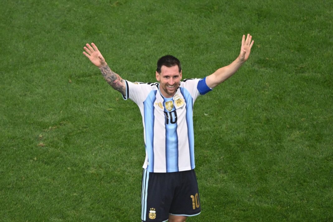 Lionel Messi celebrando un gol con la camiseta de la selección argentina durante el partido contra Austria en el Mundial 2026