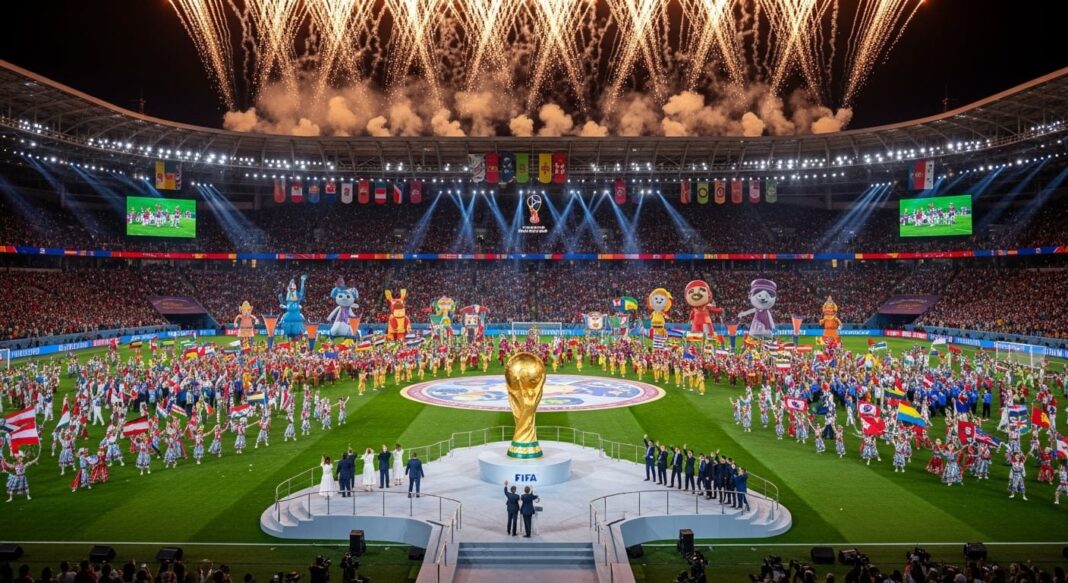 Estadio Ciudad de México durante un partido de fútbol con banderas y público