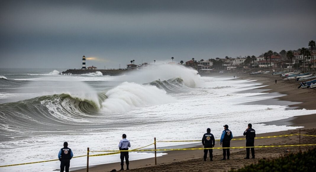 Oleaje en la costa del Pacífico mexicano durante fenómeno de mar de fondo