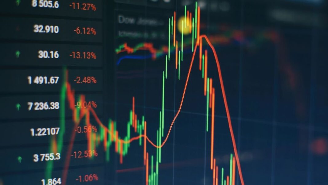 Gráfico de mercados financieros con indicadores económicos