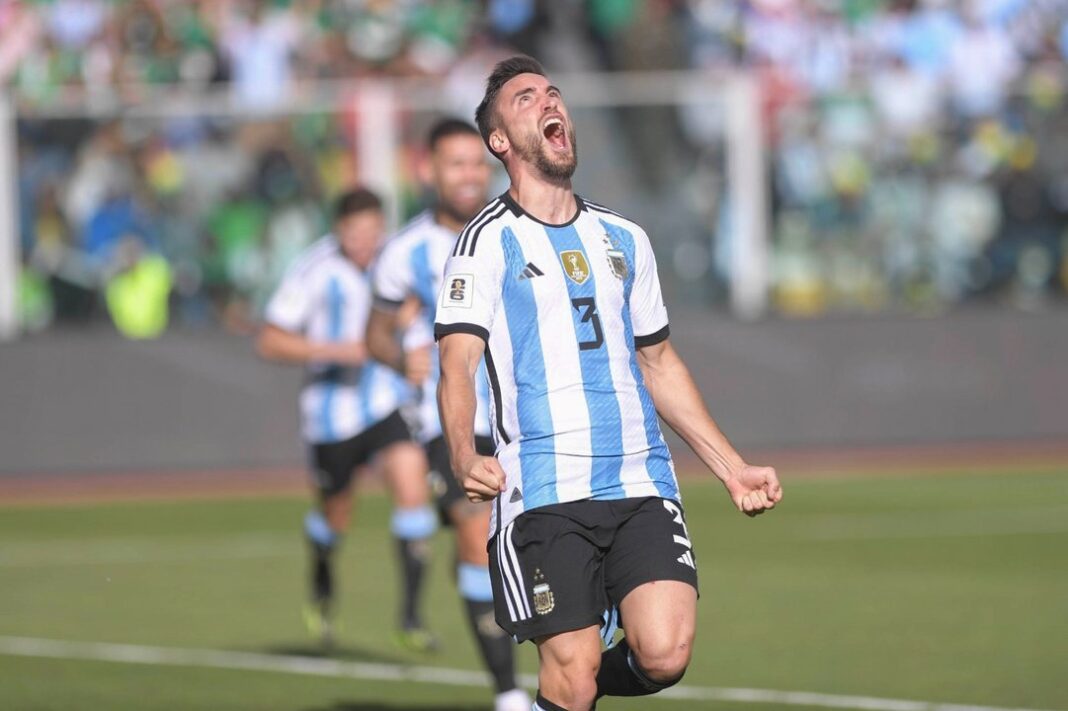 Nicolás Tagliafico durante un entrenamiento de la Selección argentina