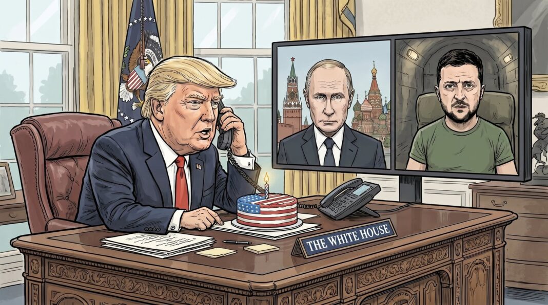 Donald Trump durante una conversación telefónica