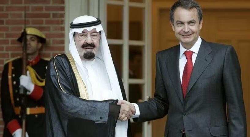 José Luis Rodríguez Zapatero y el rey Abdullah bin Abdulaziz Al Saud en 2007