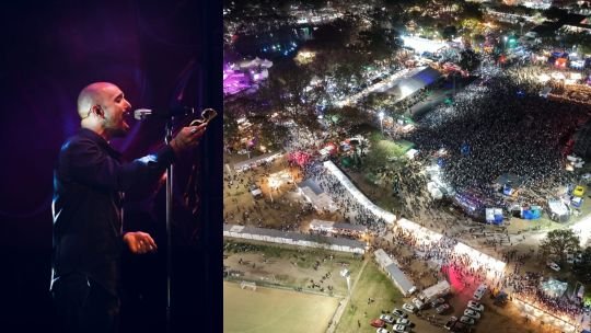 Abel Pintos en el escenario de la Bienal del Chaco 2026 con público masivo de fondo