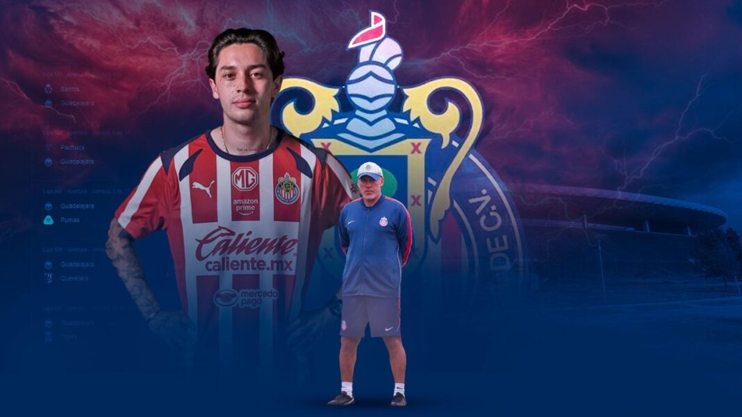 Jugadores de Chivas en el Estadio Akron durante un partido de la Liga MX