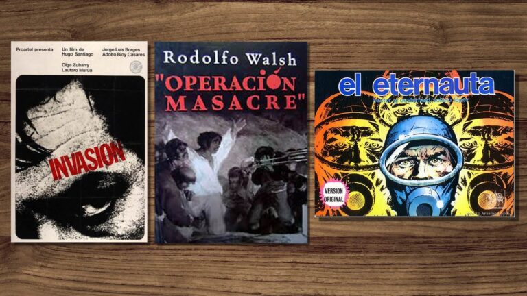 Portadas de libros Operación Masacre, El Eternauta e Invasión