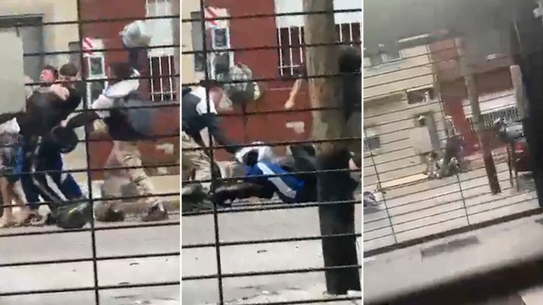 Policía en la escena del hecho en San Justo