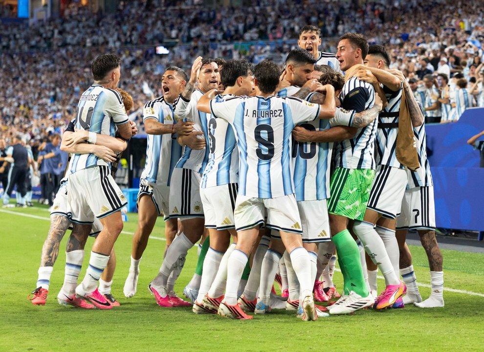 Jugadores de la Selección Argentina durante un entrenamiento