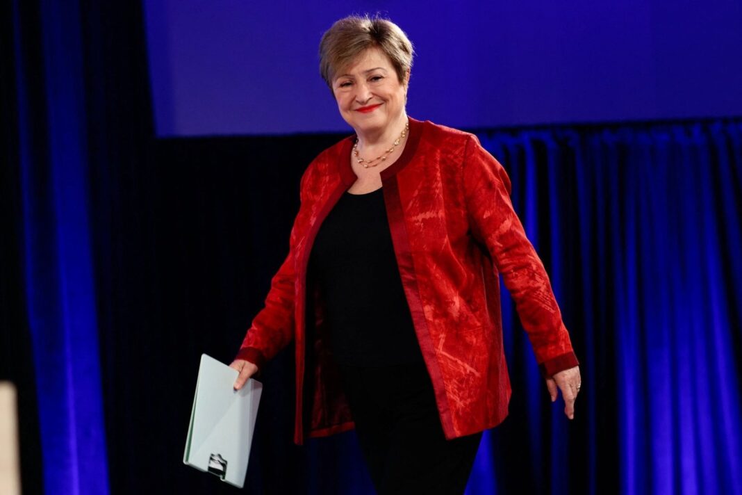 Kristalina Georgieva en conferencia de prensa del FMI