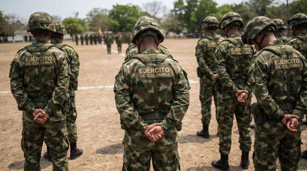 Militares del Ejército Nacional de Colombia en formación