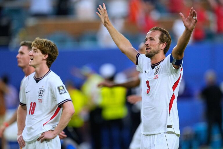 Harry Kane durante un partido de la selección inglesa en el Mundial 2026