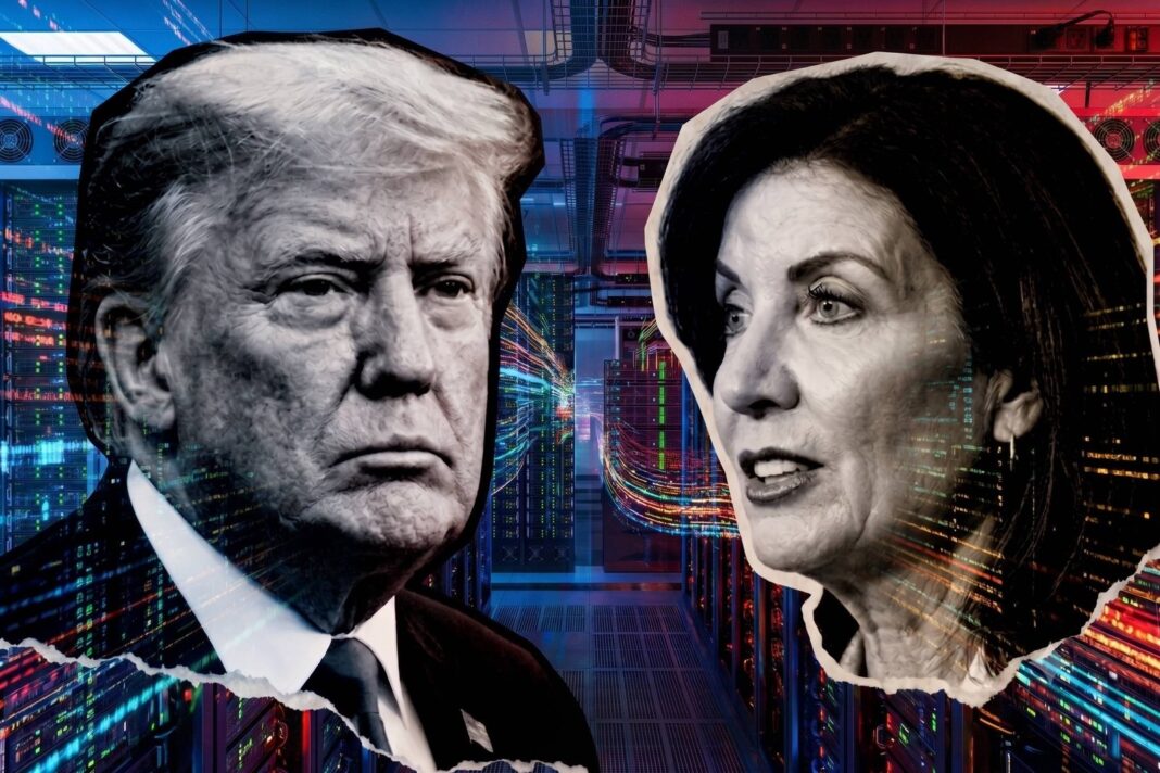 Kathy Hochul, gobernadora de Nueva York, habla en una conferencia sobre centros de datos